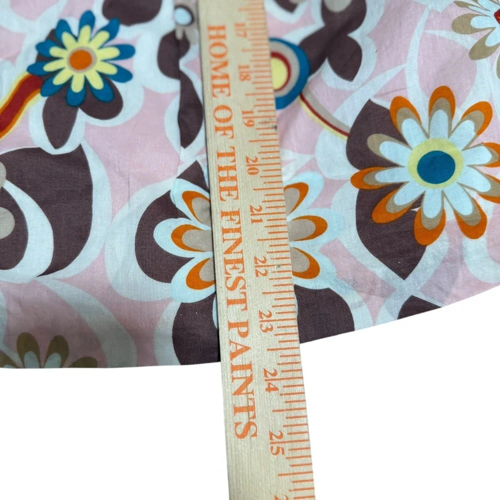 Old Navy Floral Skirt Women 8 Pink Brown Excellent Low Waist Retro Mod Cotton - Picture 4 of 5